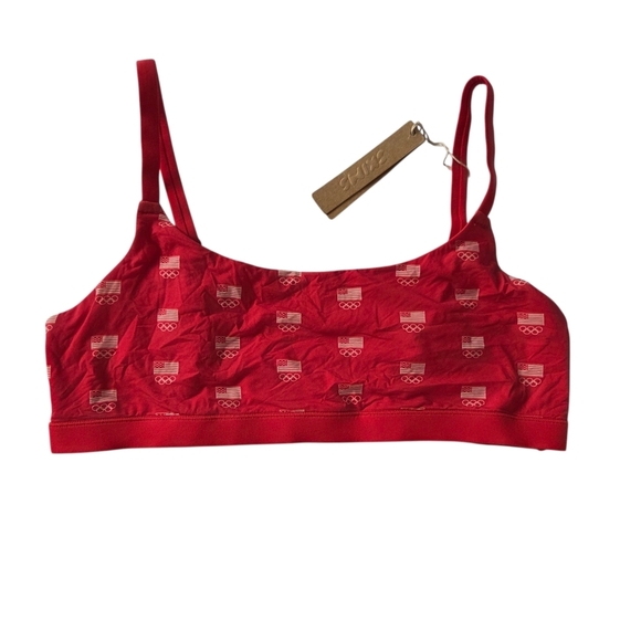 SKIMS FITS EVERYBODY OLYMPIC SCOOP BRALETTE WIRELESS BRA RED LARGE NWT - Picture 2 of 7